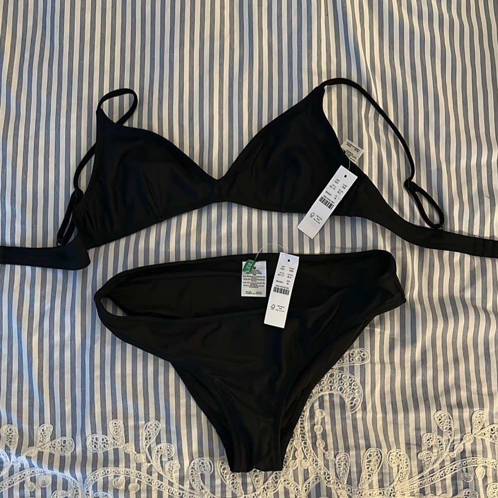 J. Crew Black Triangle Bikini Set